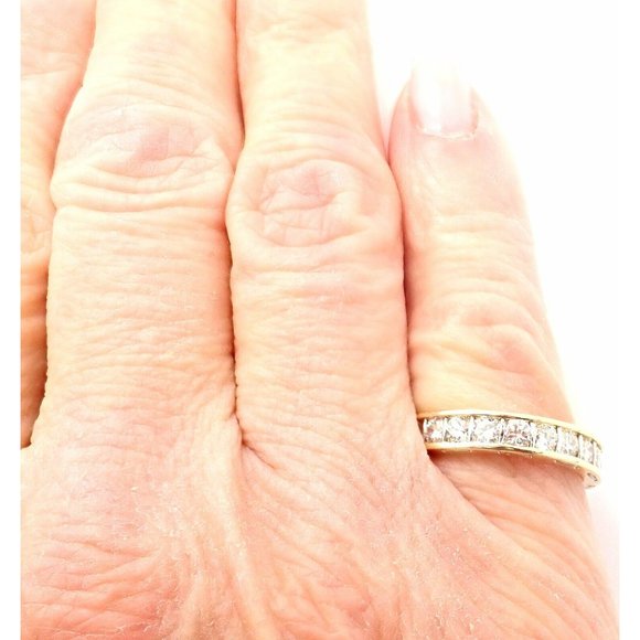 Rare! Vintage Authentic Cartier 18k Yellow Gold Diamond Eternity Band Stack Ring - Picture 10 of 11